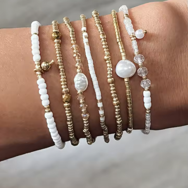 Bohemsk Perlenarmband-Set | Gemeinsam gegen Brustkrebs