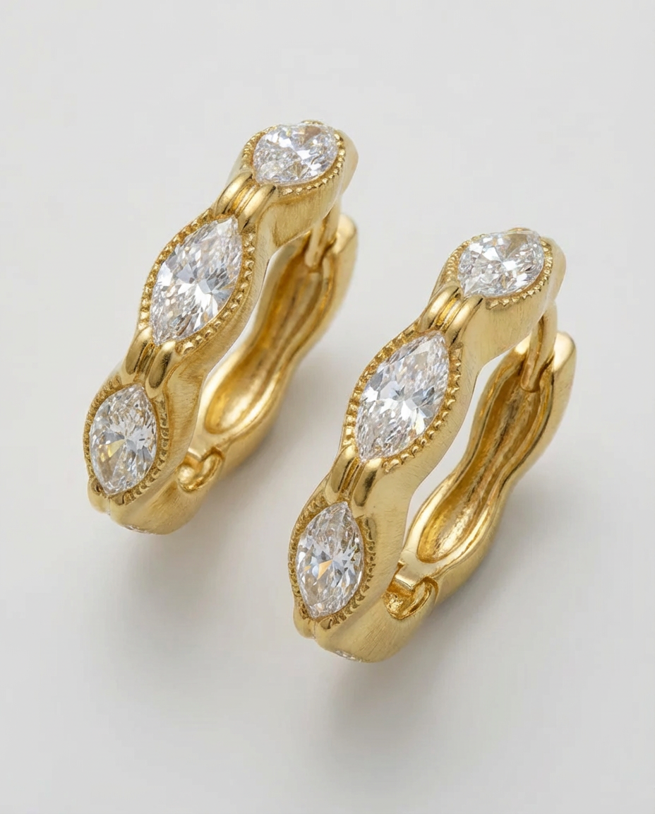 Marquise Wave Huggies