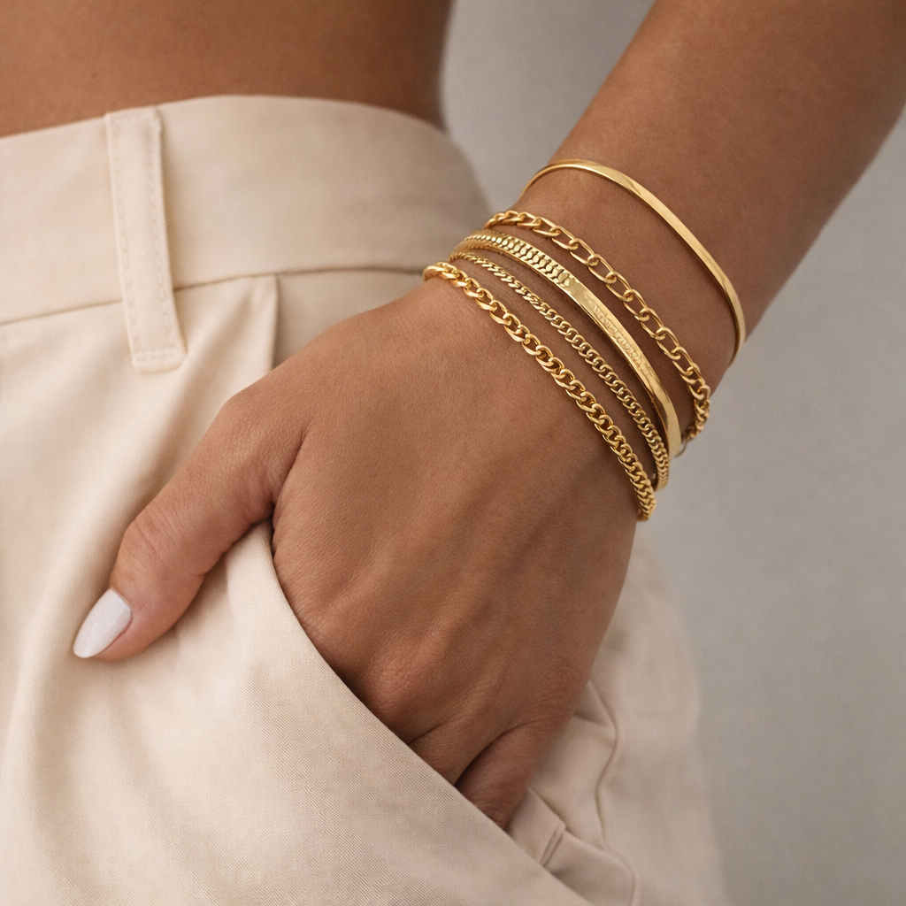 5-teiliges Armband-Set mit Kontrastgliedern