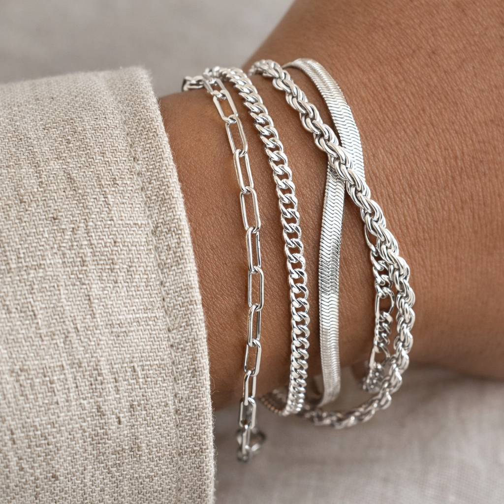 5-teiliges Armband-Set mit Kontrastgliedern