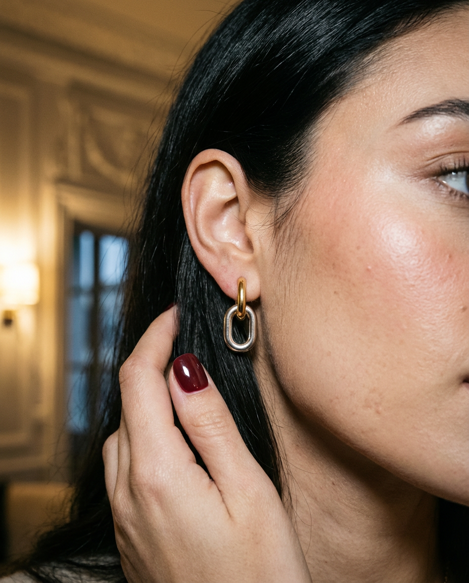 Stella Two Tone Double Hoop Earrings