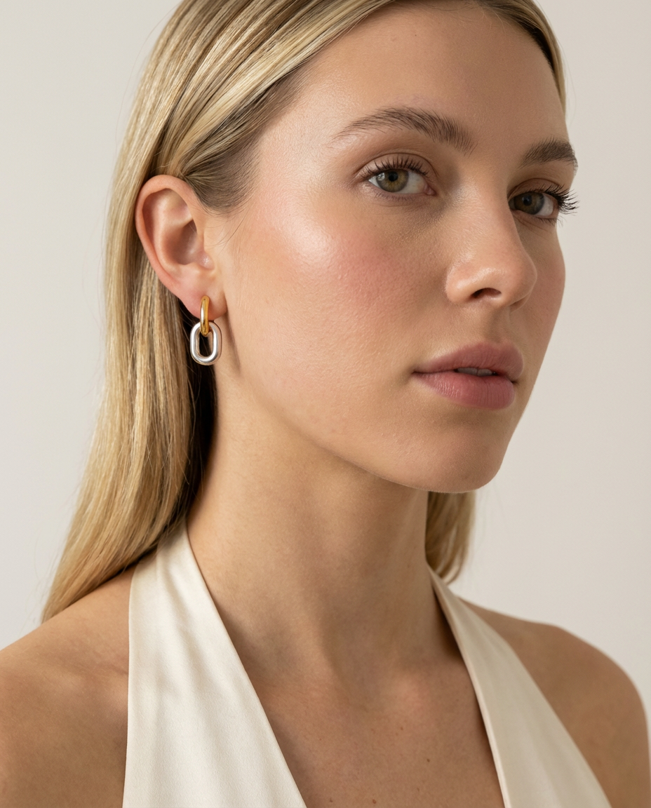 Stella Two Tone Double Hoop Earrings
