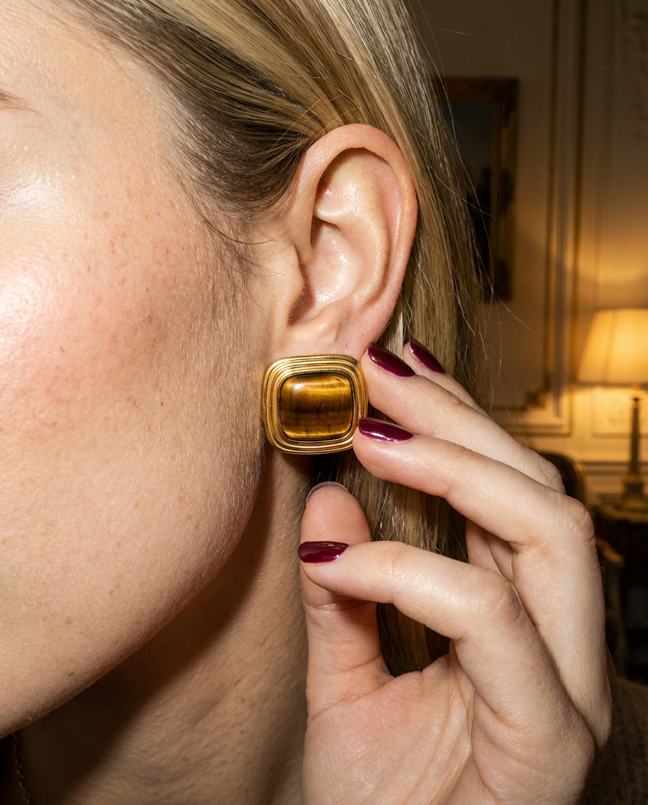 Tiger’s Eye Gold Studs