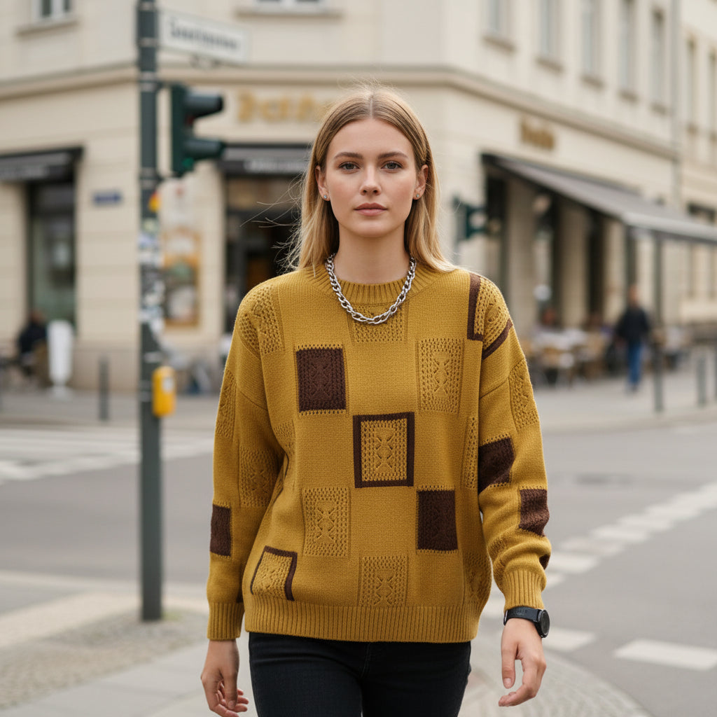 Claudine | Moderner Damen-Strickpullover mit geometrischem Muster