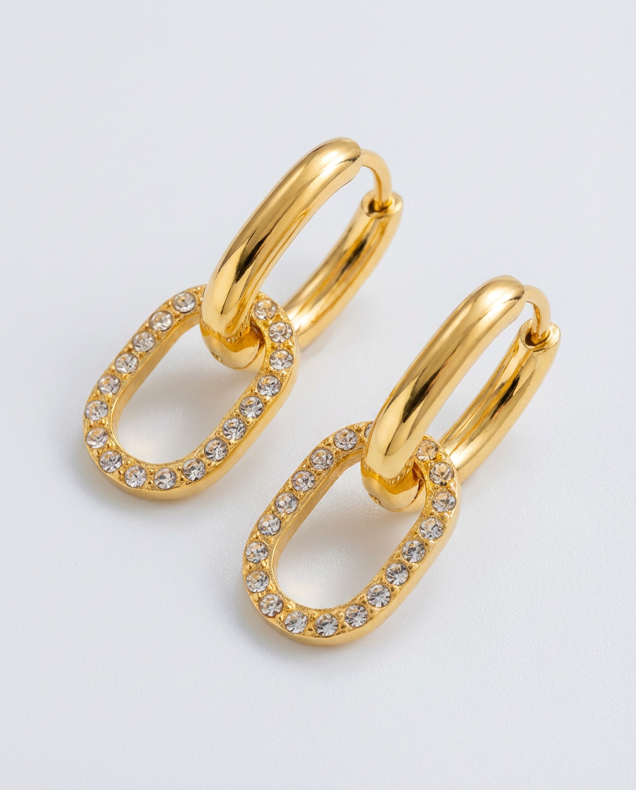 Luna Double Hoop Diamond Earrings Gold