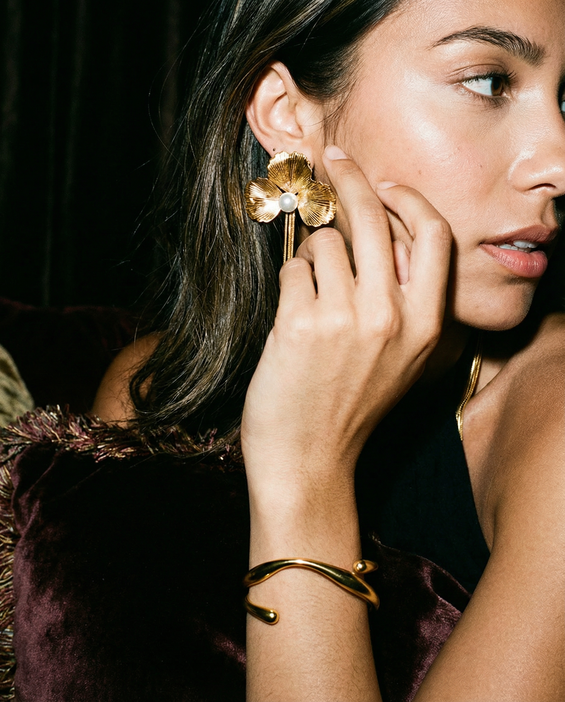 Orchid Pearl Drop Earrings