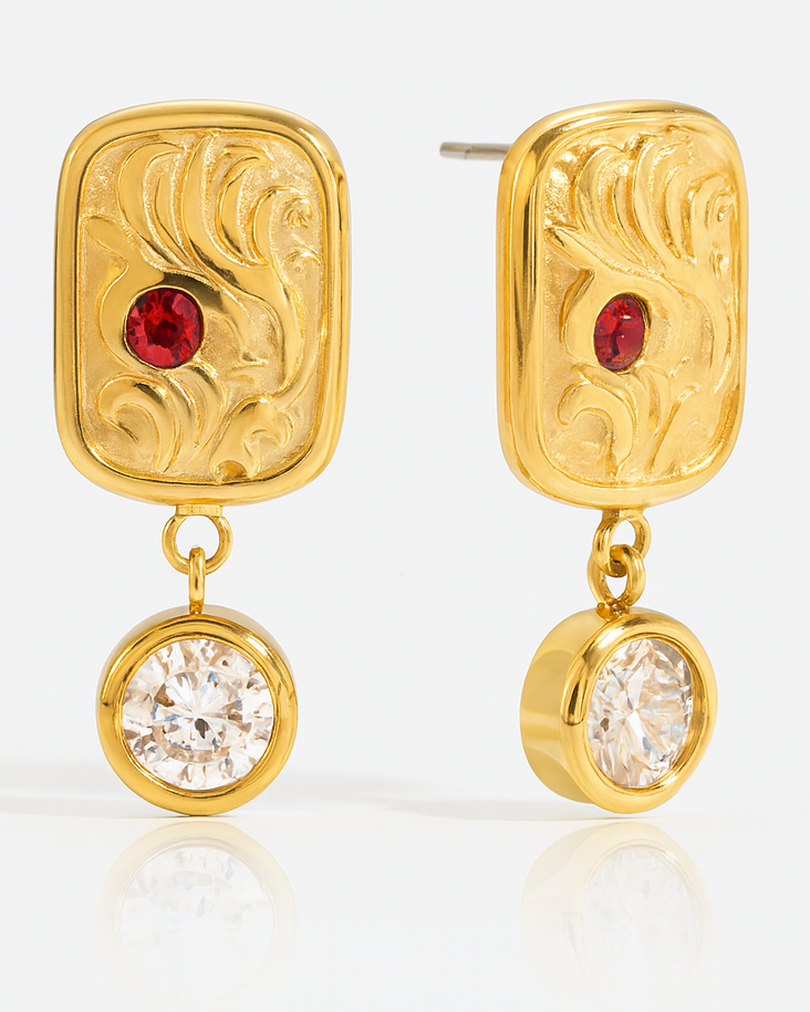 Vintage-Ohrhänger mit Edelsteinen