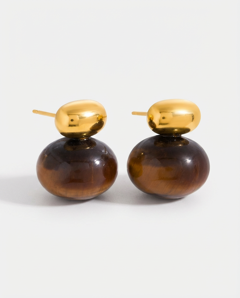 Klobige Tigeraugen-Ohrstecker