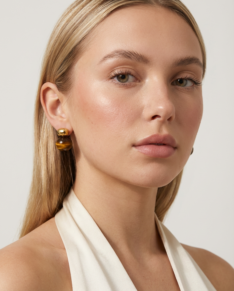 Chunky Tiger Eye Studs Earrings