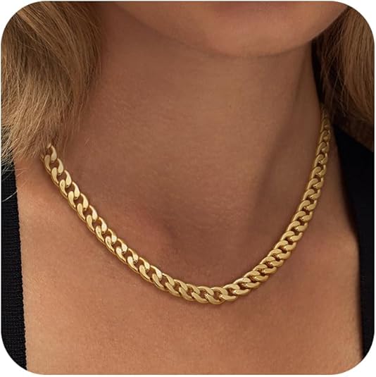 Halskette mit rauem kubanischem Schaltmuster | Gold