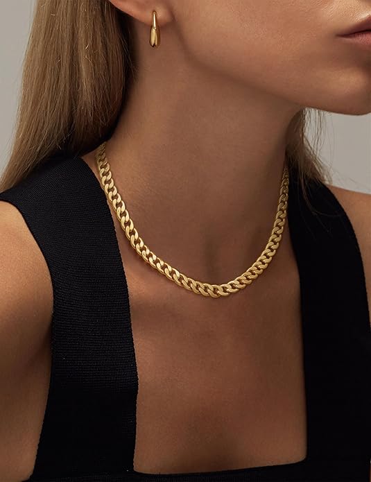 Halskette mit rauem kubanischem Schaltmuster | Gold
