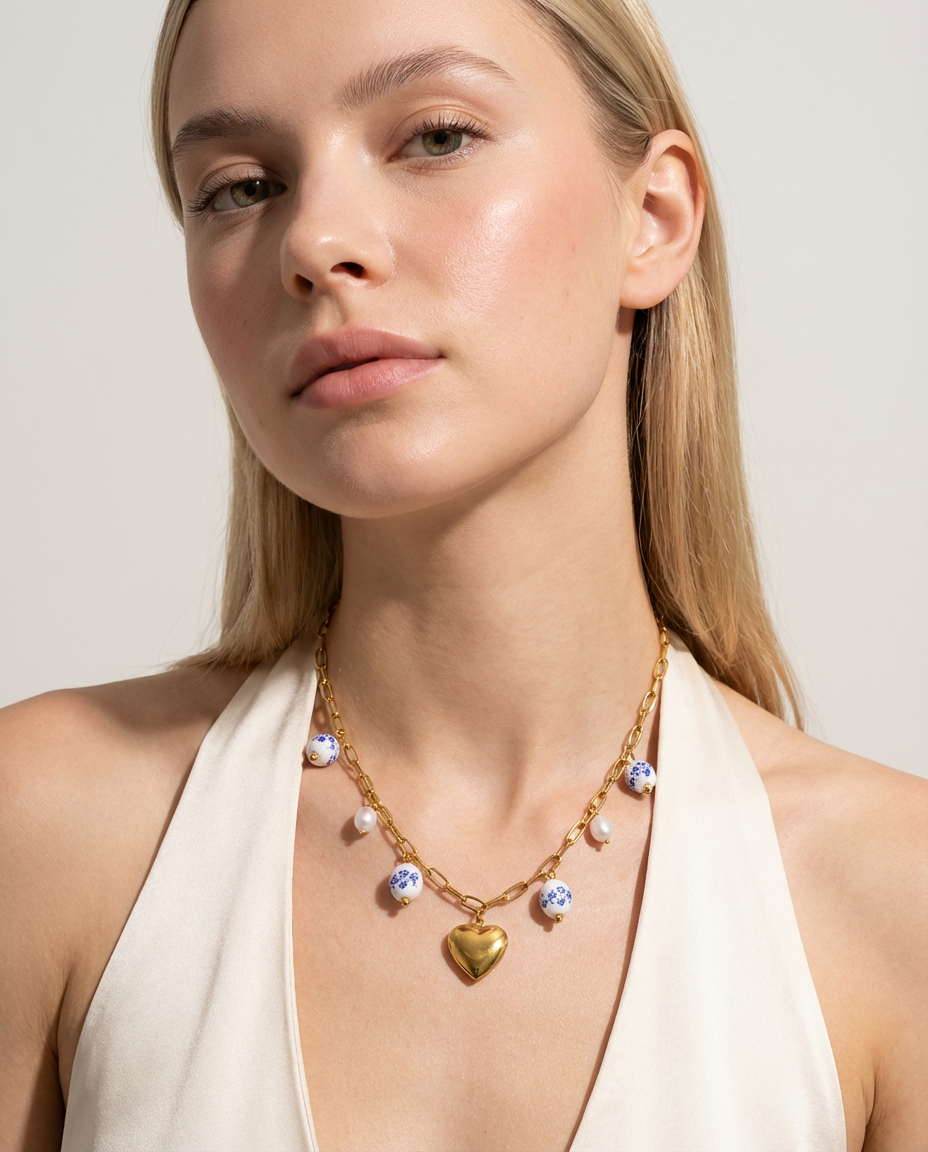 Heart Pearl Pendant Necklace