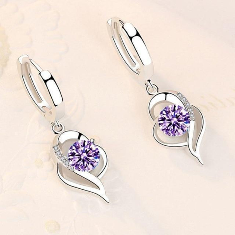 Ohrringe aus Silber mit eingelegten Zirkonia-Blumen | Weißgold