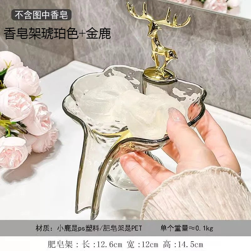 Luxury Deer Soap Box Toilet Soap Box Ins Home Bathroom Soap Storage Drain Storage Rack Soap Dish