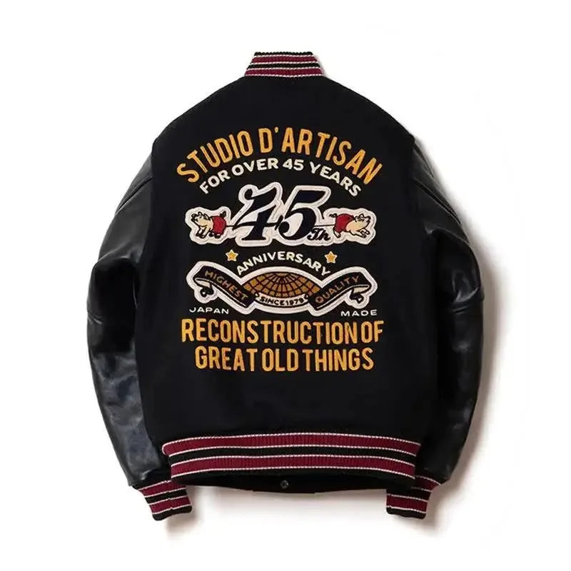 🇩🇰 Revolt – Broderet Vintage Baseball Bomberjakke