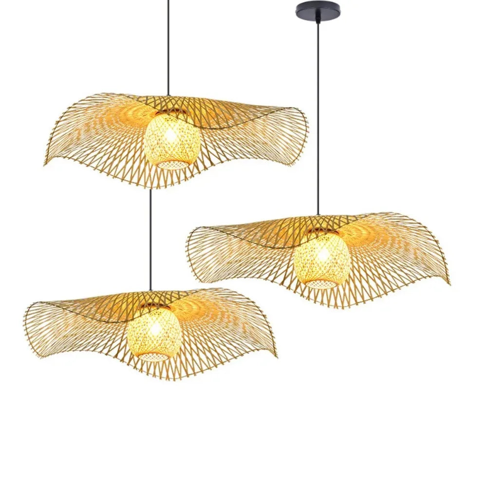 Håndlavet Bambus Loftlampe – 55 cm