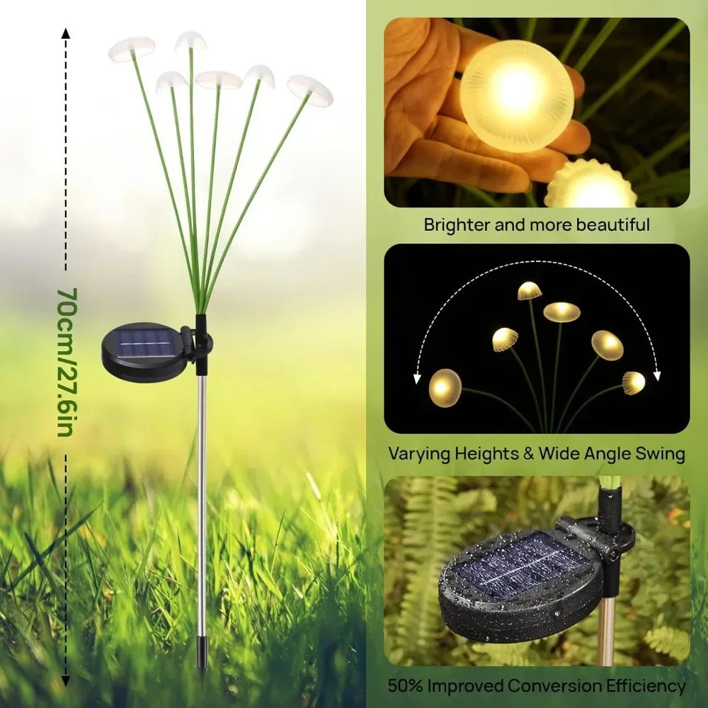 Solcelle Havelamper – 6 LED Svampeform