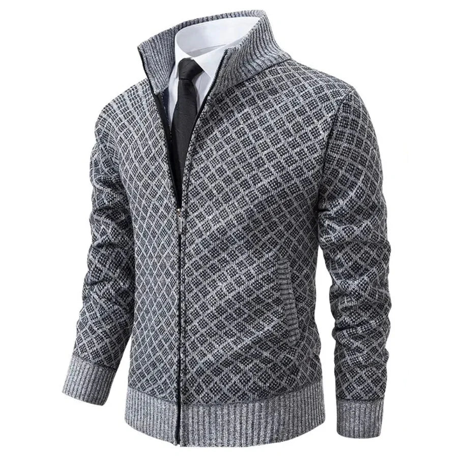 Alaric | Klassische Herren-Strickjacke mit Rautenmuster