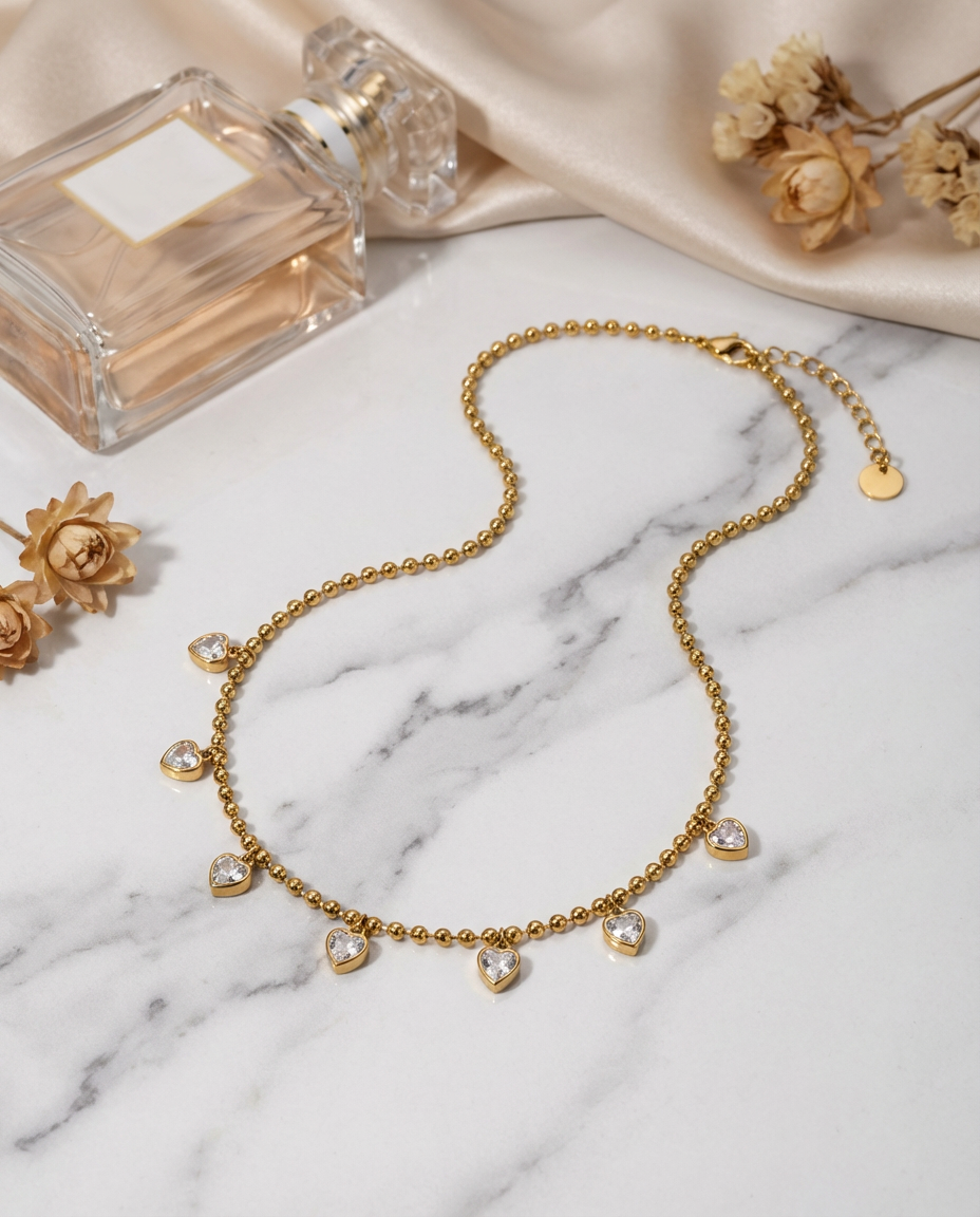 Zirkonia-Herzanhänger-Halskette