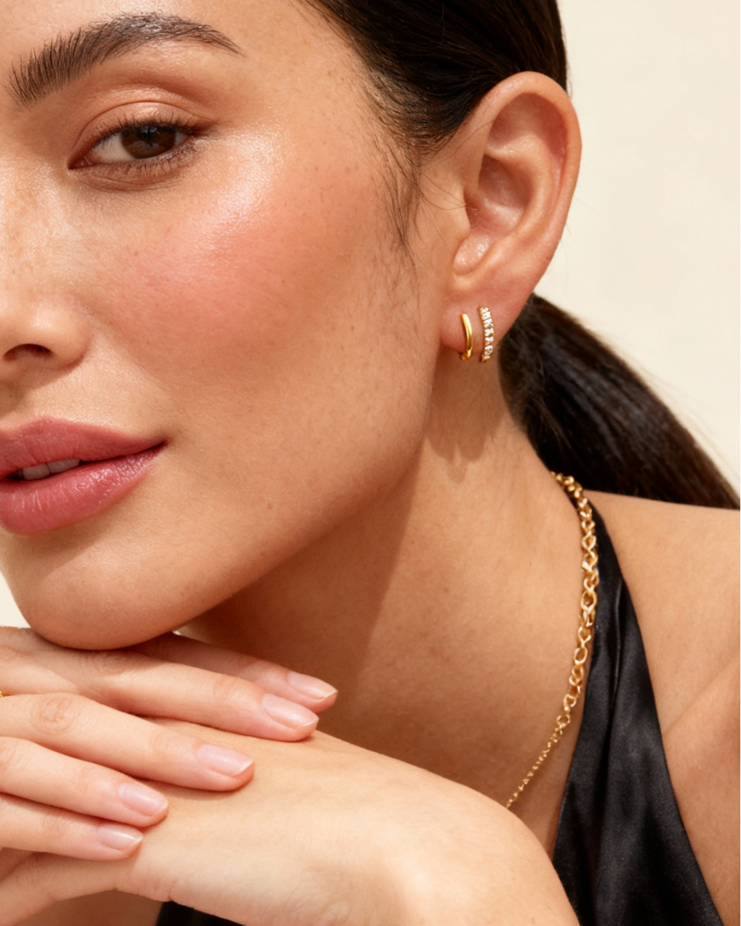 Double Layer Crystal Hoops