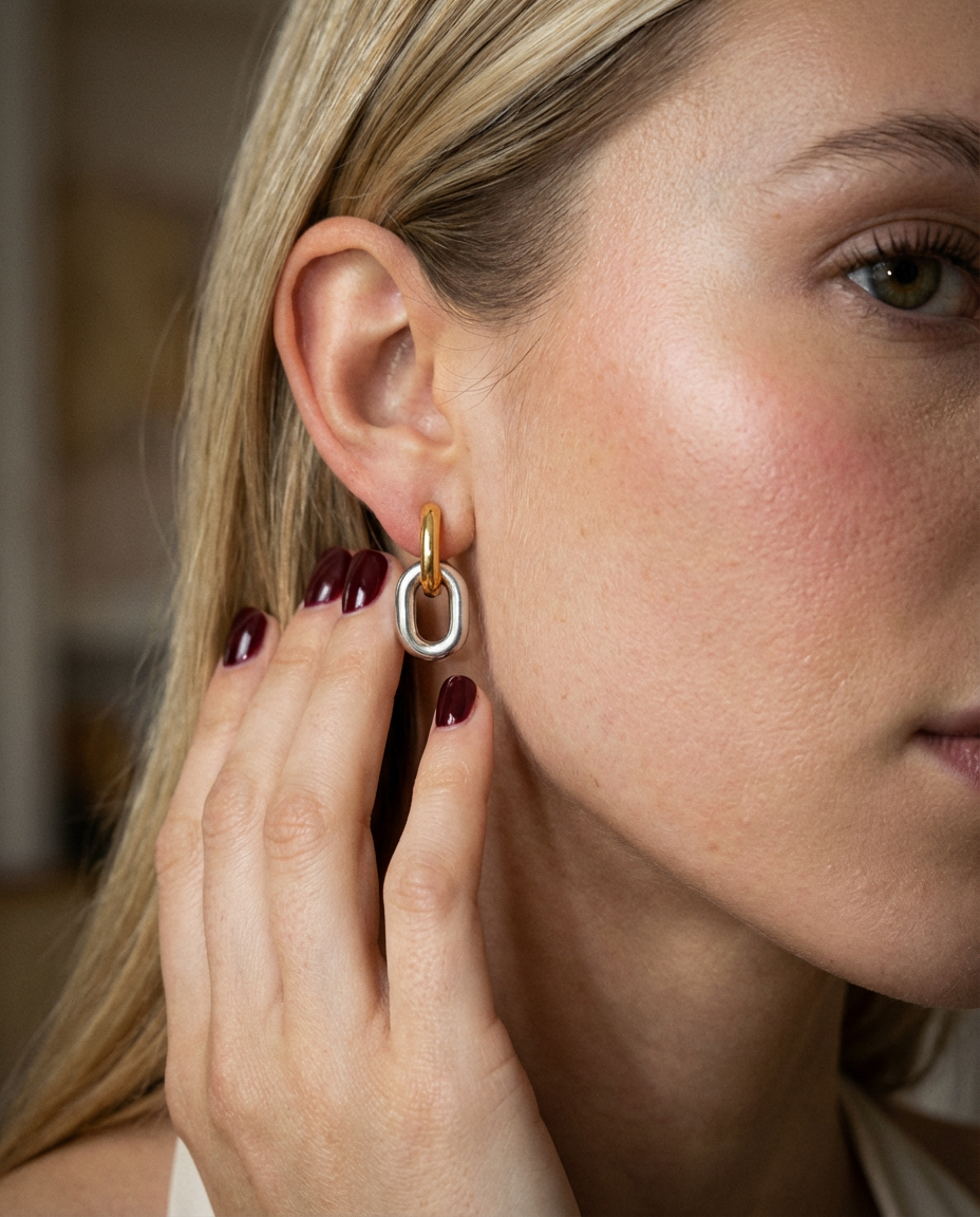 Stella Two Tone Double Hoop Earrings