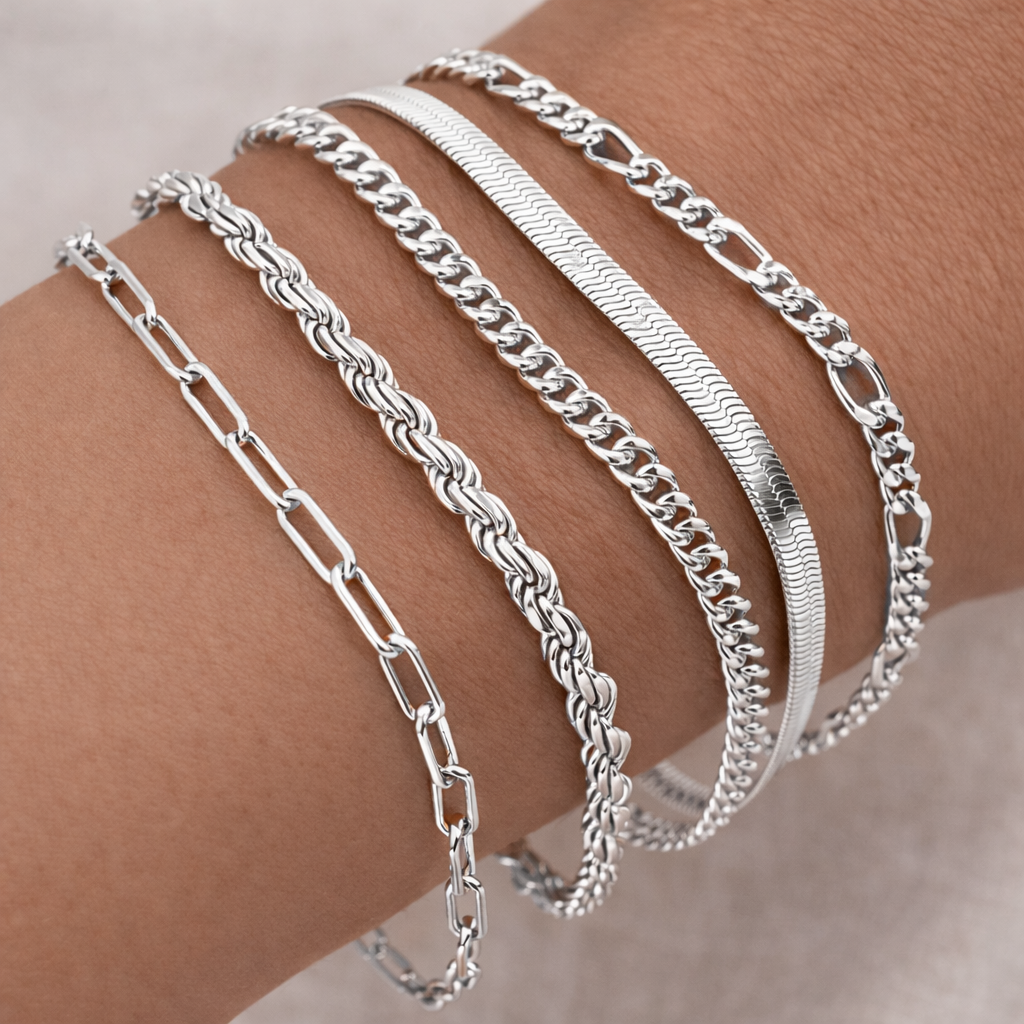 5-teiliges Armband-Set mit Kontrastgliedern