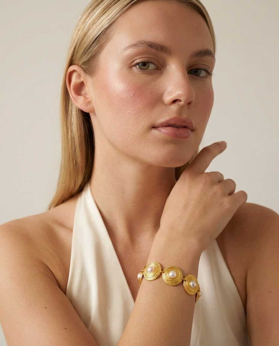 Perlenmedaillon-Armband