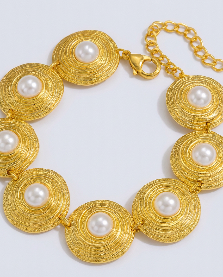 Perlenmedaillon-Armband