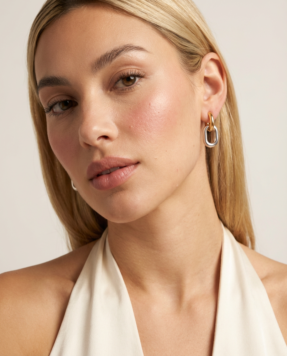 Stella Two Tone Double Hoop Earrings