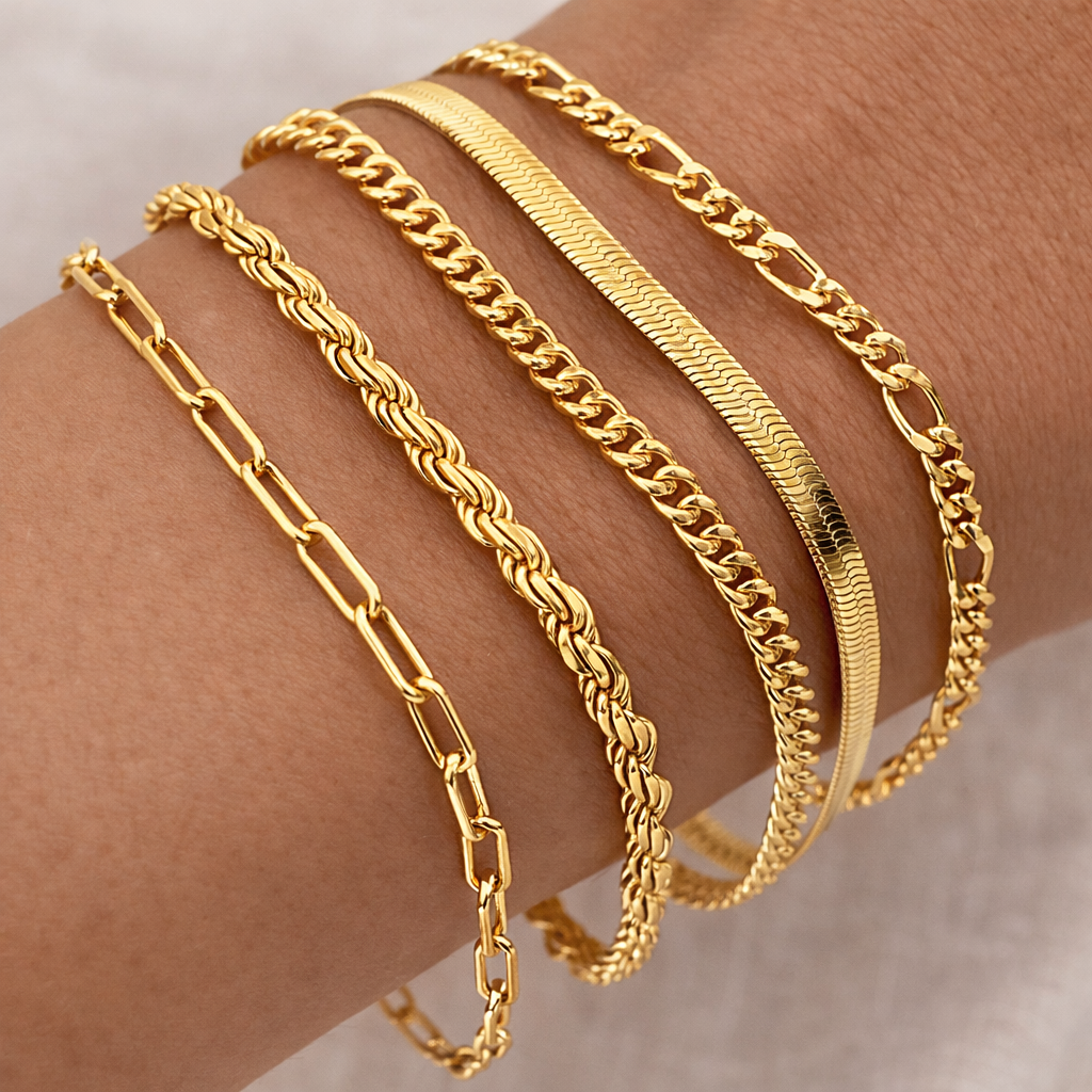 5-teiliges Armband-Set mit Kontrastgliedern