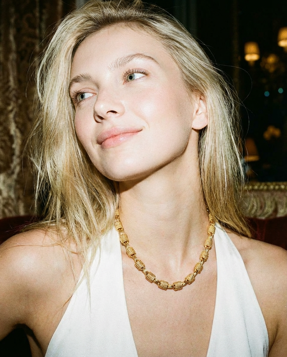 Halskette mit strukturierter Würfelkette