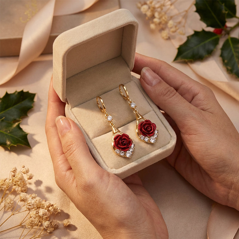 Elegante Rosen-Ohrhänger mit funkelnden Kristallakzenten