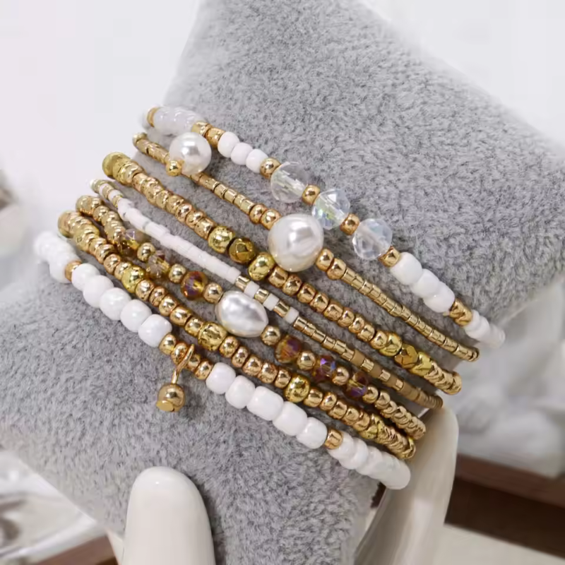 Bohemsk Perlenarmband-Set | Gemeinsam gegen Brustkrebs