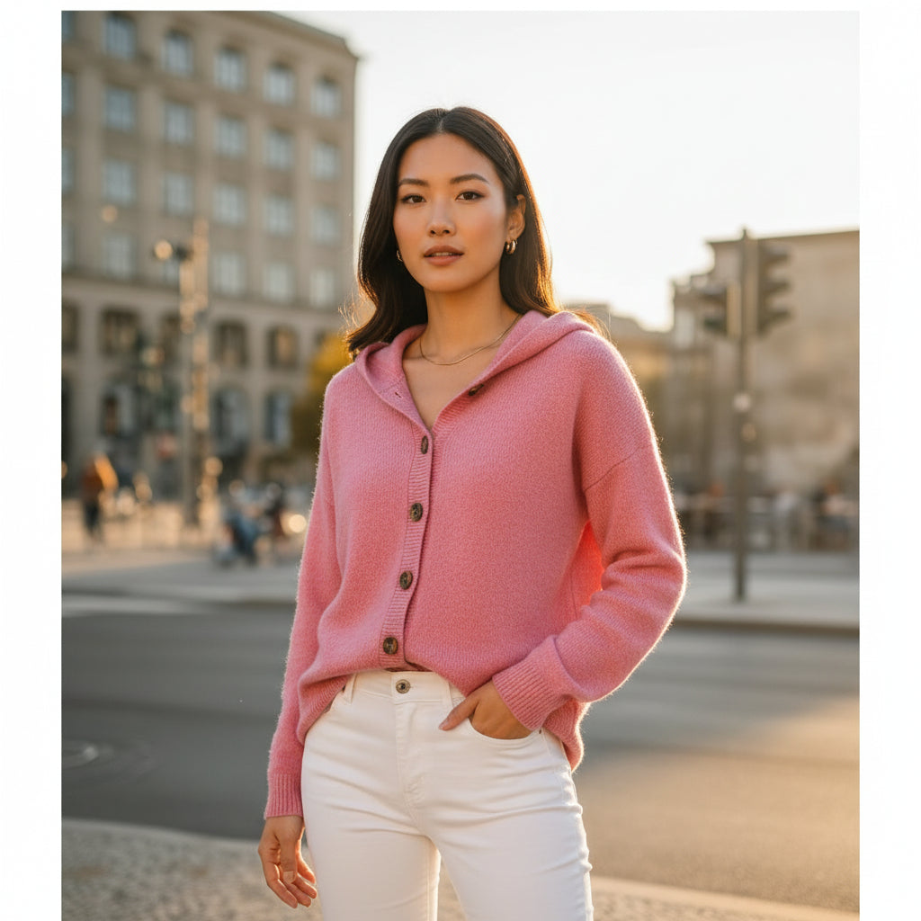 Armina | Trendige Strickjacke mit Kapuze