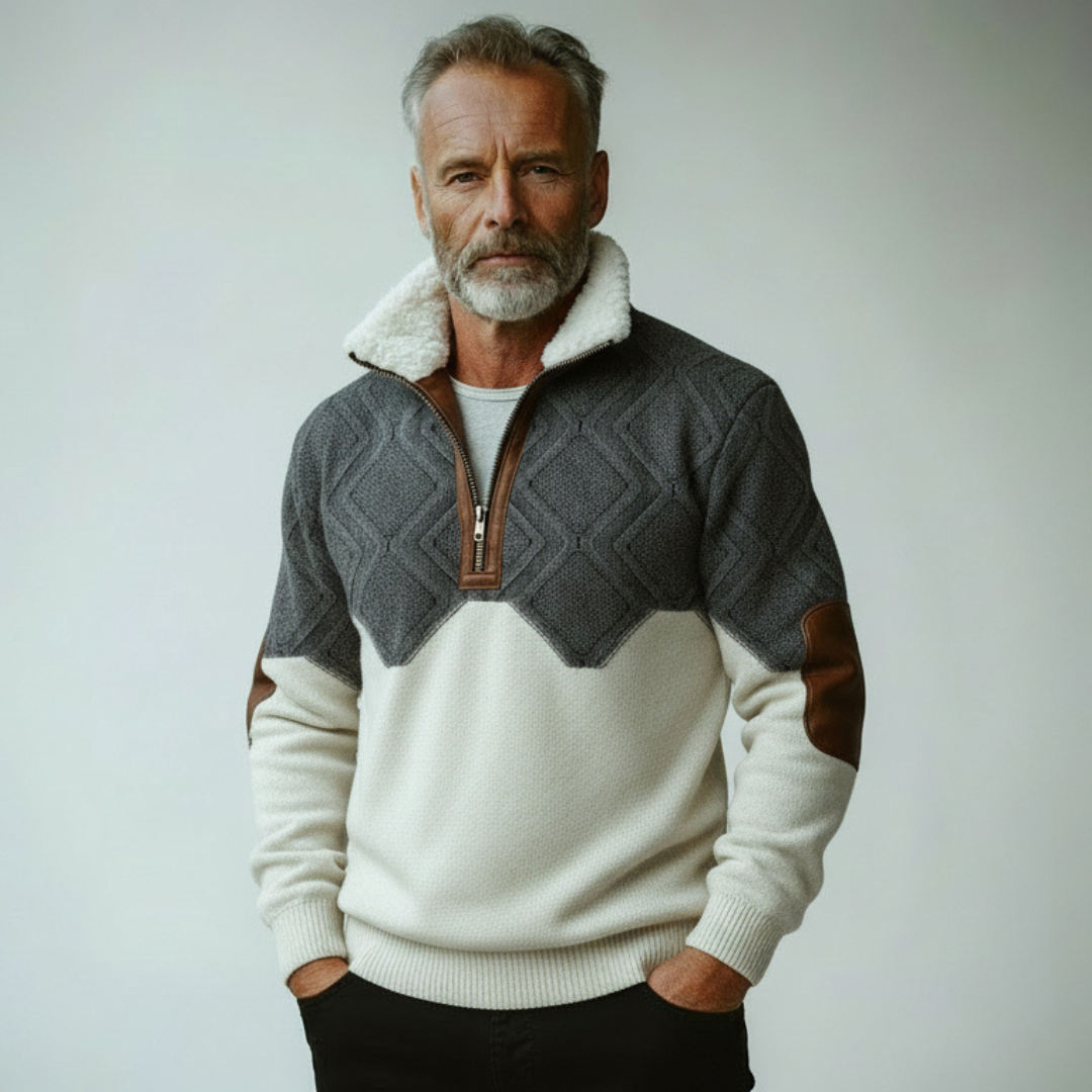 Matthis – Soft zip-up sweater with stand-up collar