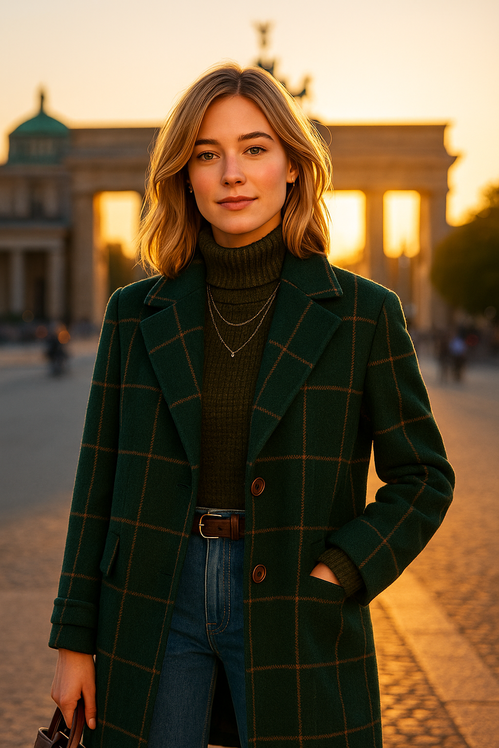 Elena | Moderner Wollmantel mit Karomuster