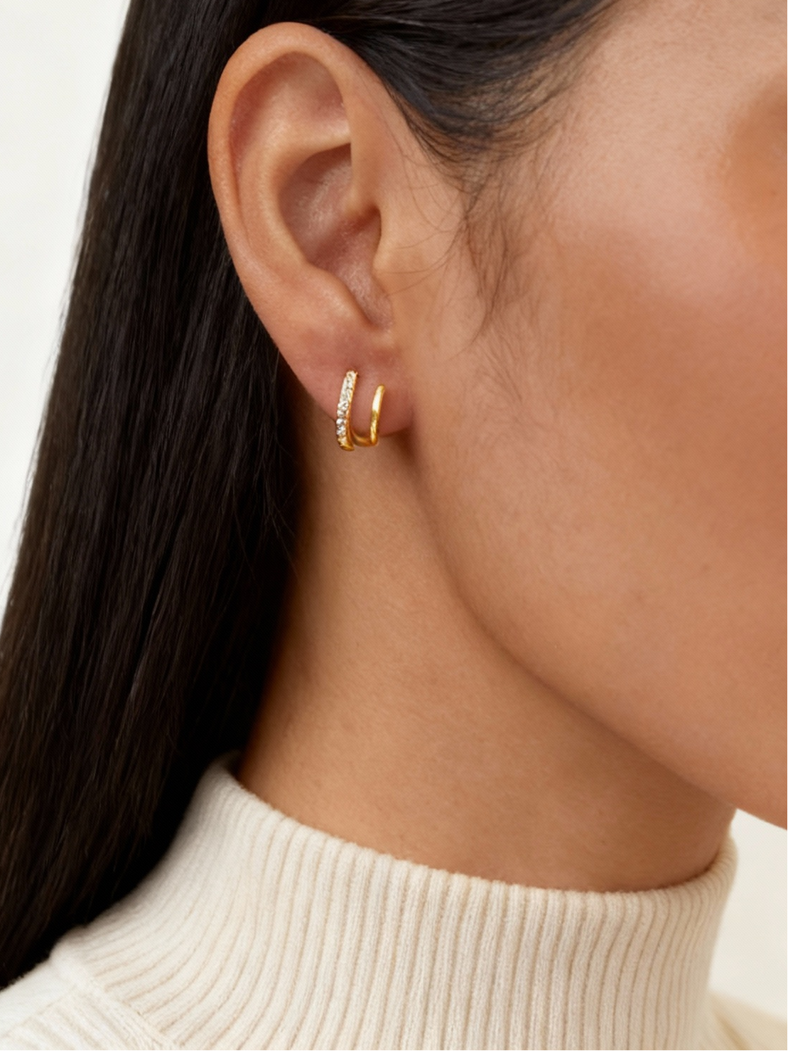 Double Layer Crystal Hoops