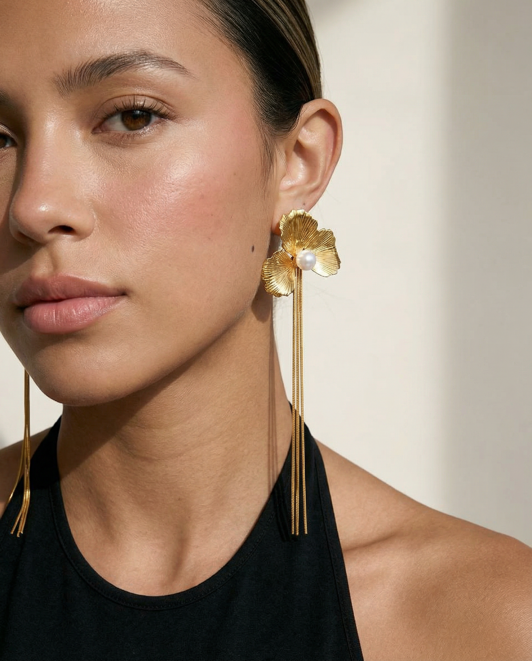 Orchid Pearl Drop Earrings