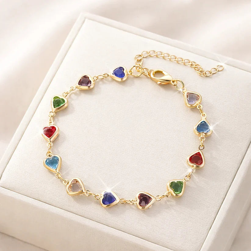 Lena | Armband mit bunten Kristallherzen
