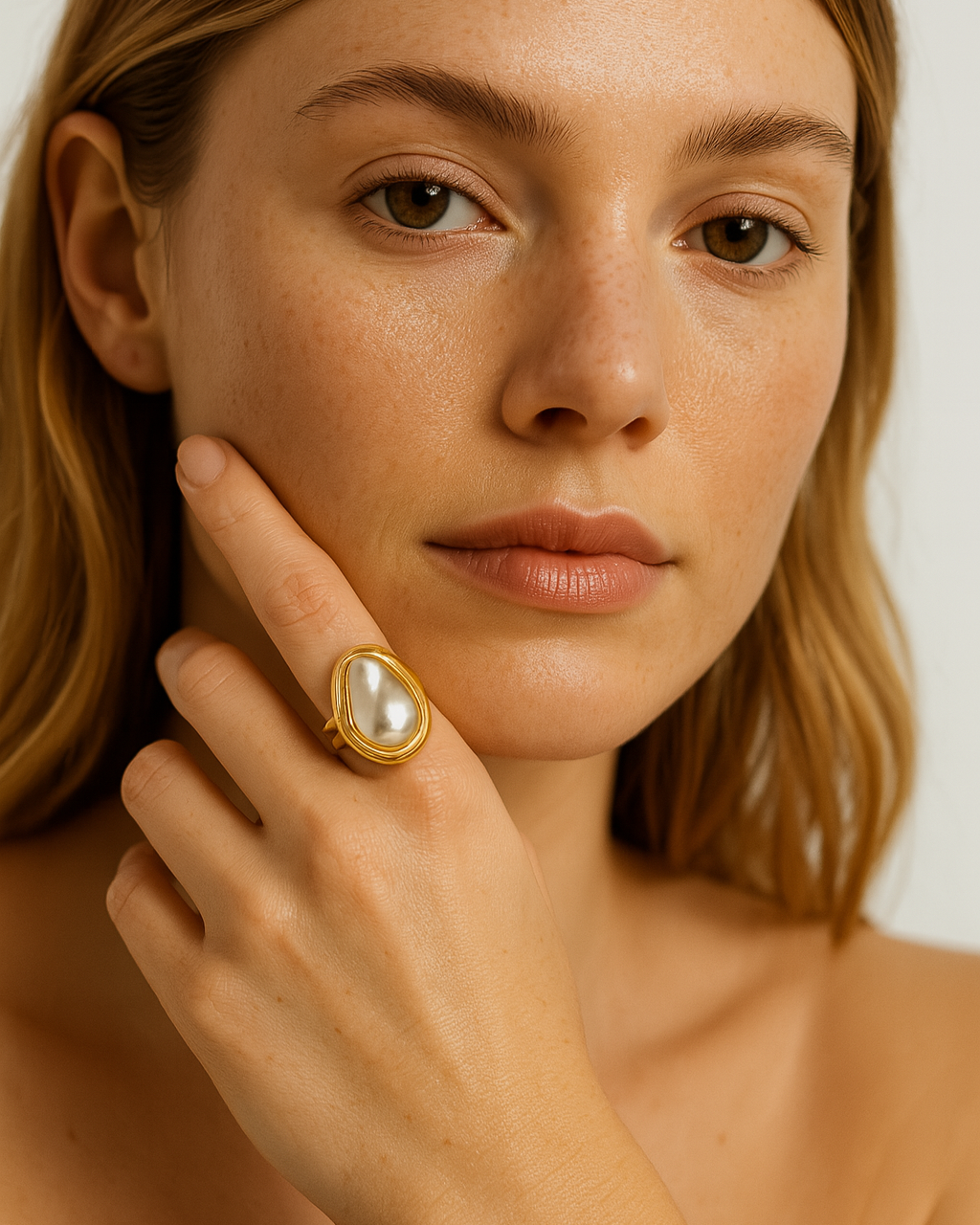 Camélia Gold Pearl Ring