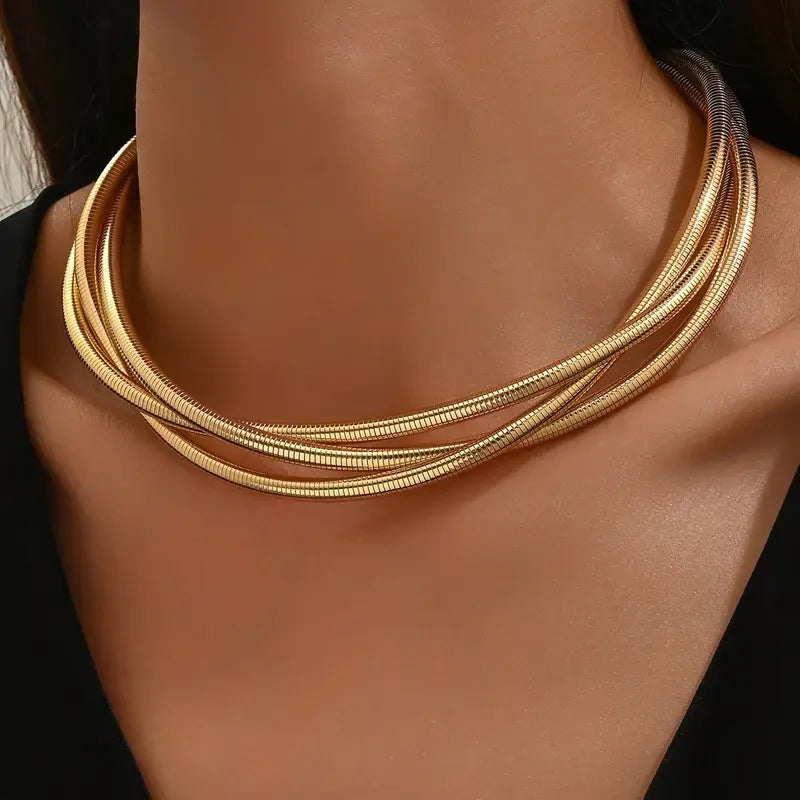 Dreilagige goldene Halskette | Gold
