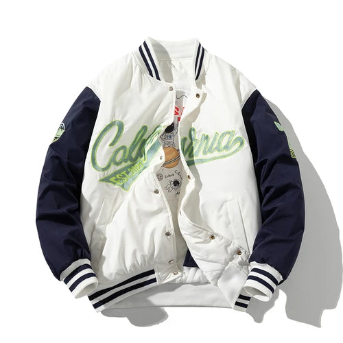 🇩🇰 Drift – Broderet Varsity Jakke med Aftagelig Hætte