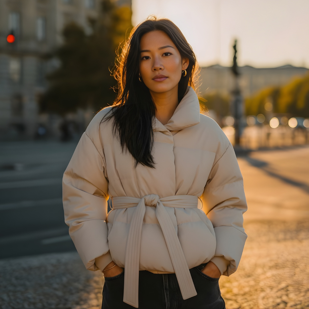 Lara – Gepolsterter Wintermantel mit Gürtel