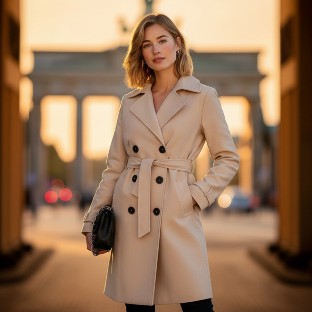 Eleganter Damenmantel mit Gürtel für kalte Tage