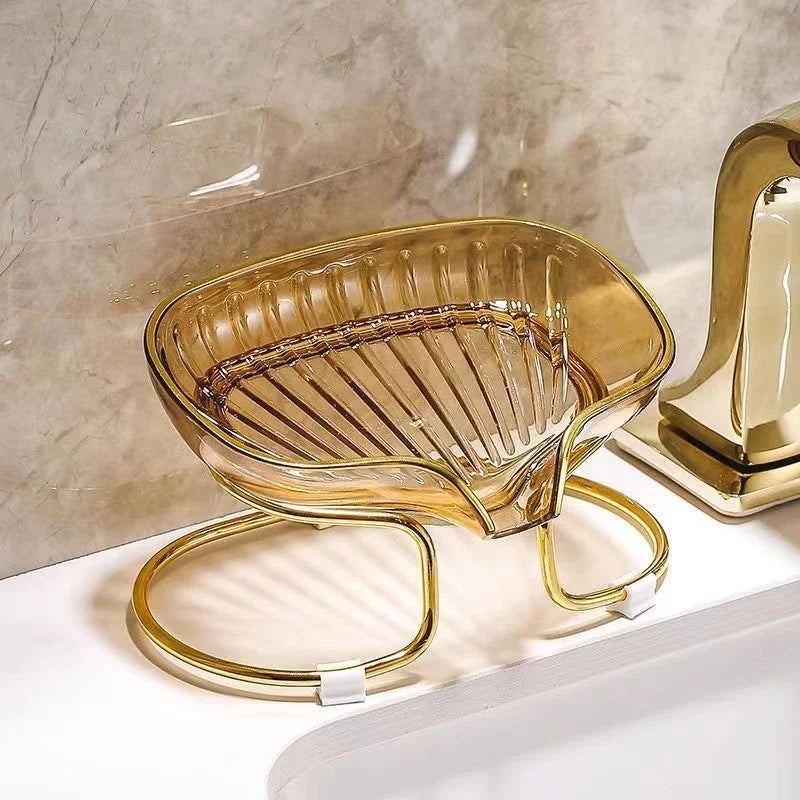 Gouden Randen Toilet Zeep Afvoer Box Badkamer Hoek Opbergvak met Afvoergat Huishoudelijke Plank voor Zeep Spons Organizer