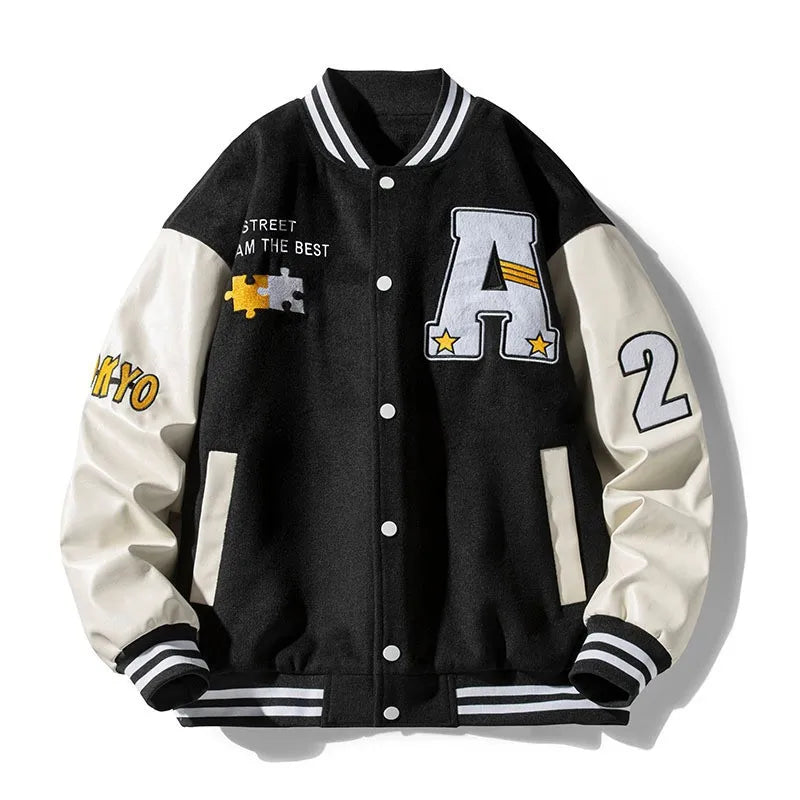 Men's Embroidered Jacket Baseball Jacket American Retro Couple Jacket Brown School Uniform Jacket Autumn Jacket Fashionable