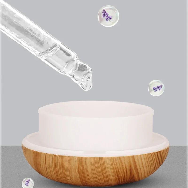 350Ml Aromatherapie Etherische Olie Diffuser Houtnerf Afstandsbediening Ultrasone Luchtbevochtiger Koel Met 7 Kleuren Led Licht