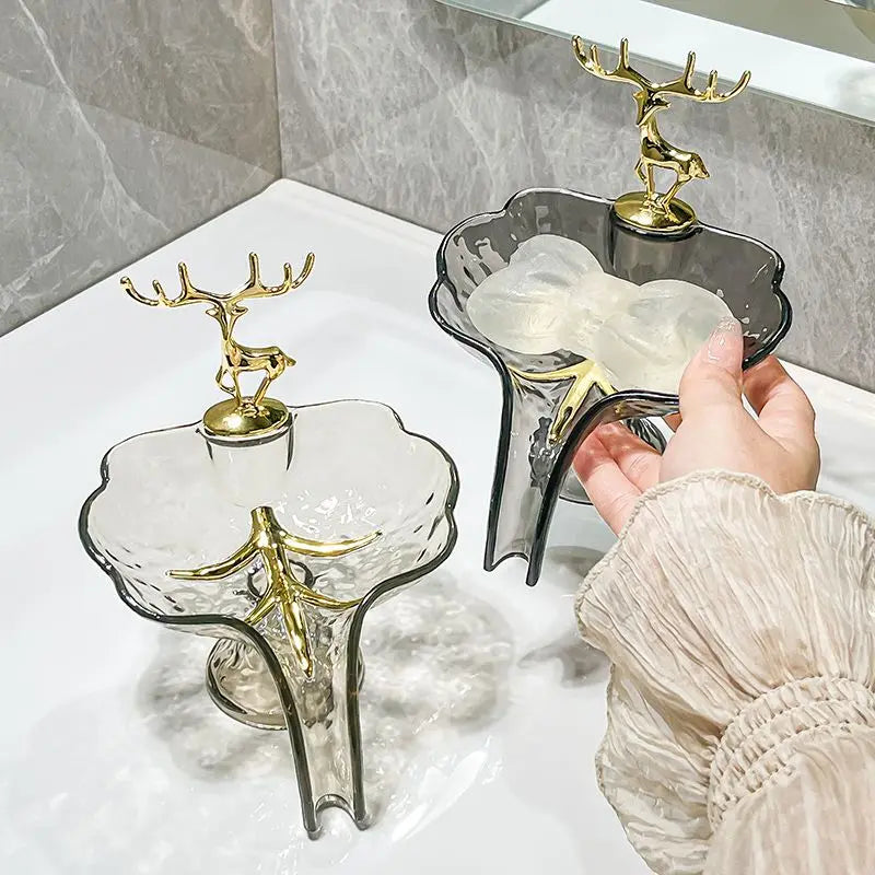 Luxury Deer Soap Box Toilet Soap Box Ins Home Bathroom Soap Storage Drain Storage Rack Soap Dish