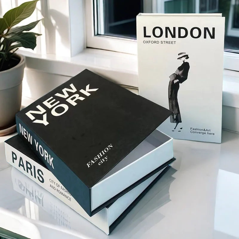 Open Luxury Fake Book Storage Box Home Decor Fashion Paris Decorative Books Interior Decoration Coffee Table Bedroom Ornaments