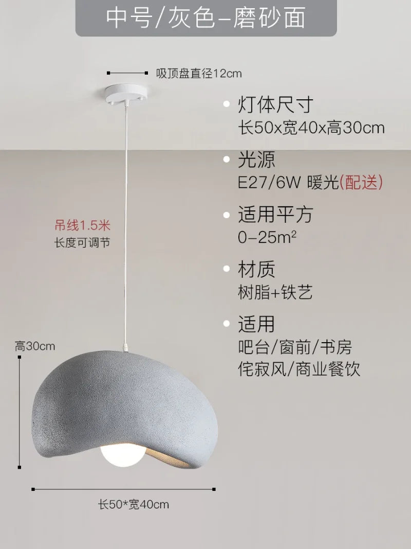 Wabi-Sabi Led Pendant Lights Japanese Bread Resin Hanging Lamp Dining Room Home Decor Coffee Loft Creative Luminaire Suspendu